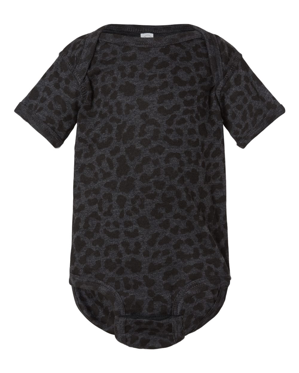 Front View of Black Leopard Infant Fine Jersey Bodysuit - 4424
