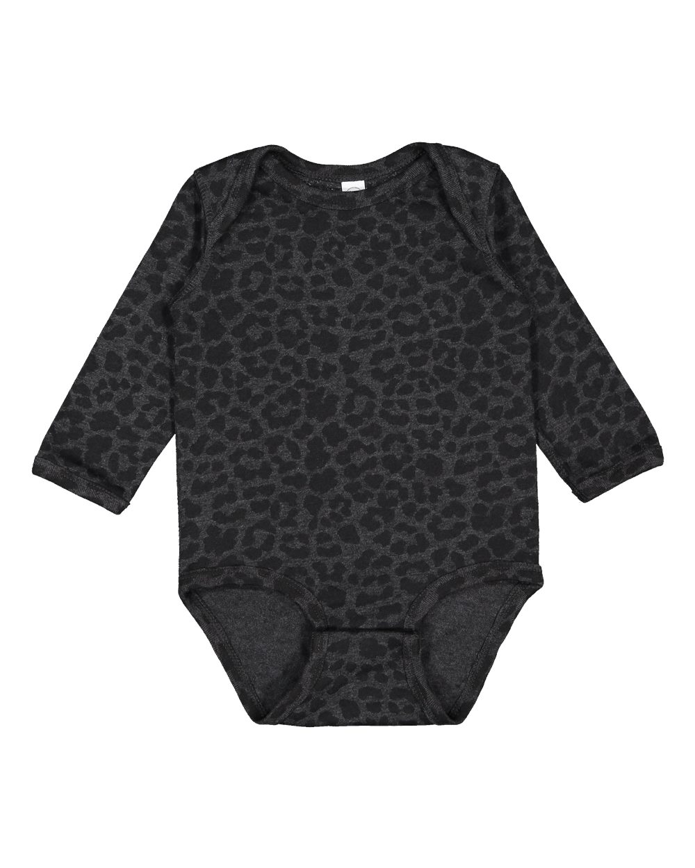 Front View of Black Leopard Infant Fine Jersey Long Sleeve Bodysuit - 4421