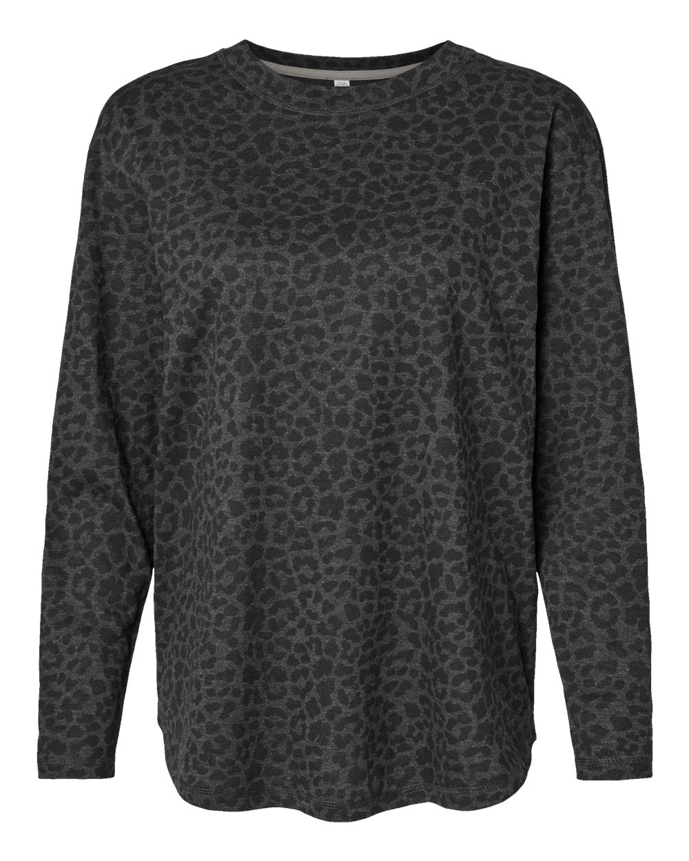 Front View of Black Leopard Women's Fine Jersey Long Sleeve Tee - 3508