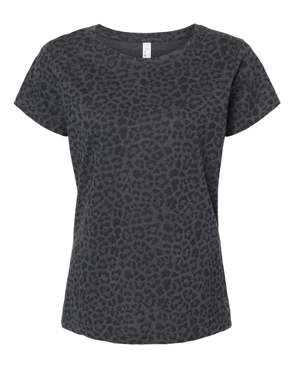 Front View of Black Leopard Women's Fine Jersey Tee - 3516