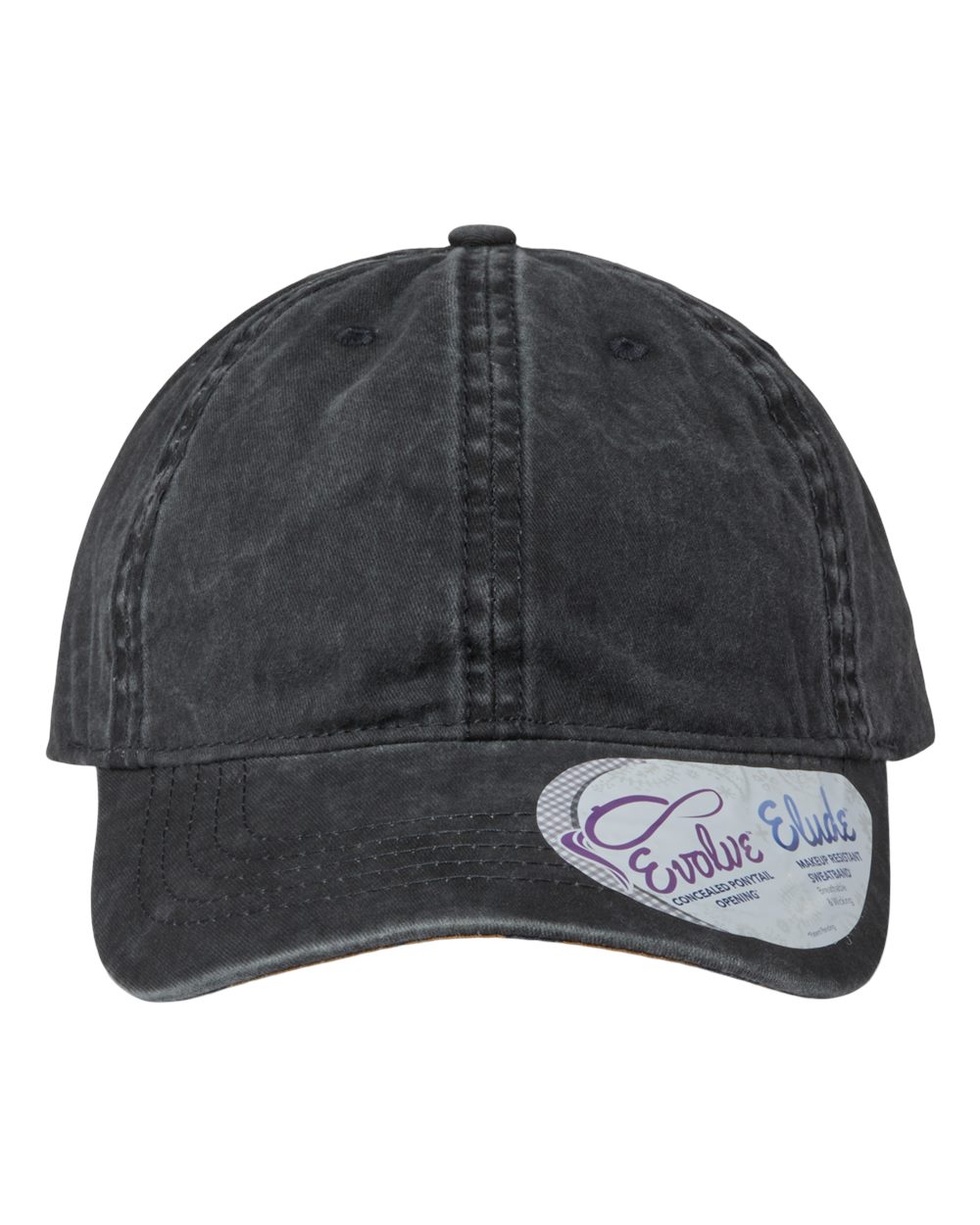 Front View of Black/ Leopard Women's Pigment-Dyed with Fashion Undervisor Cap - CASSIE