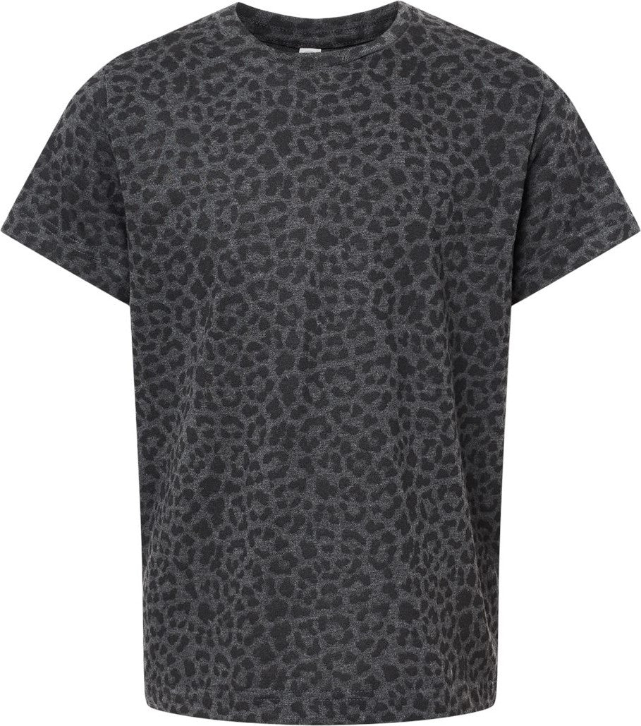 Front View of Black Leopard Youth Fine Jersey Tee - 6101