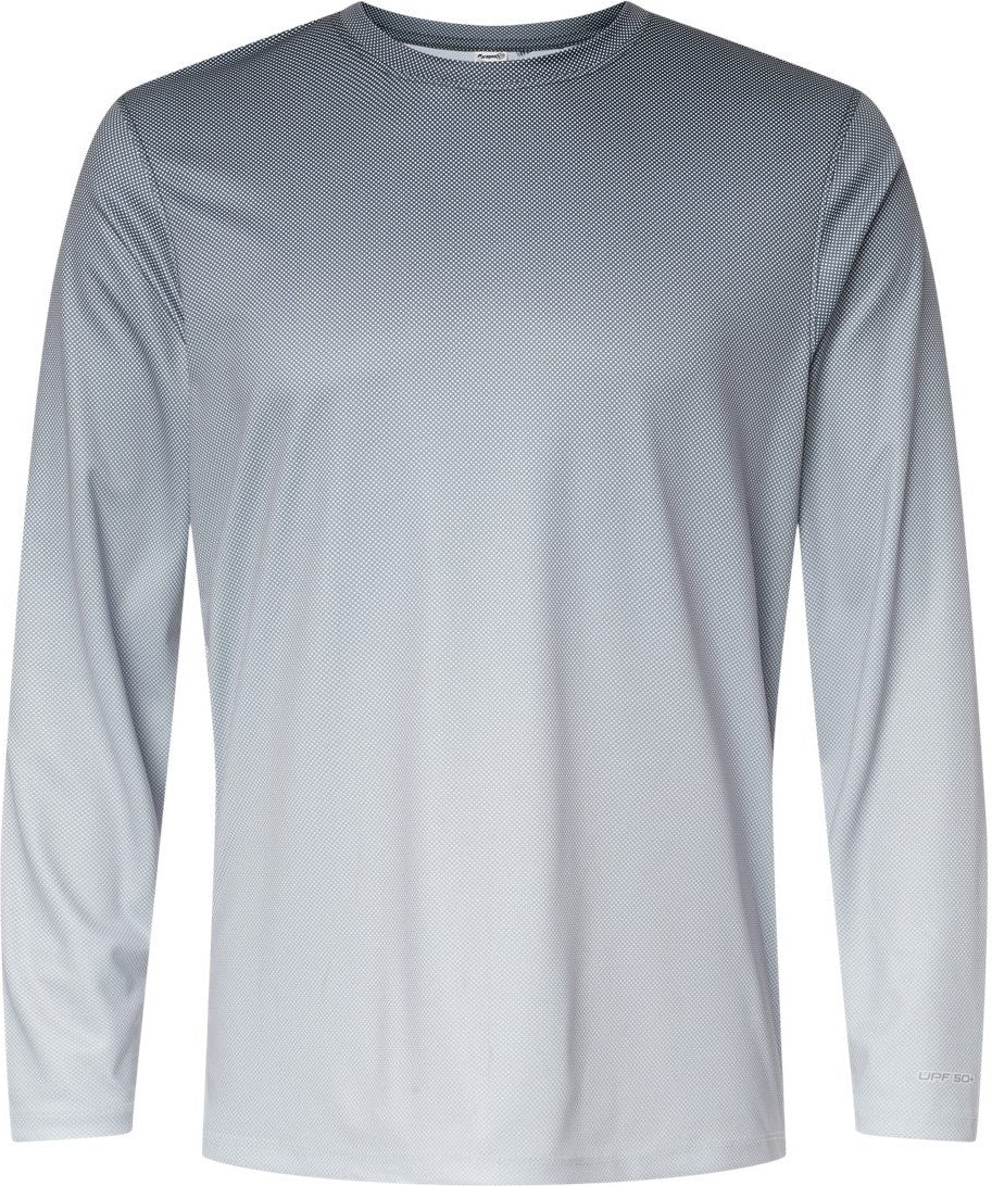 Front View of Black/ Light Charcoal Barbados Performance Pin Dot Long Sleeve T-Shirt - 225