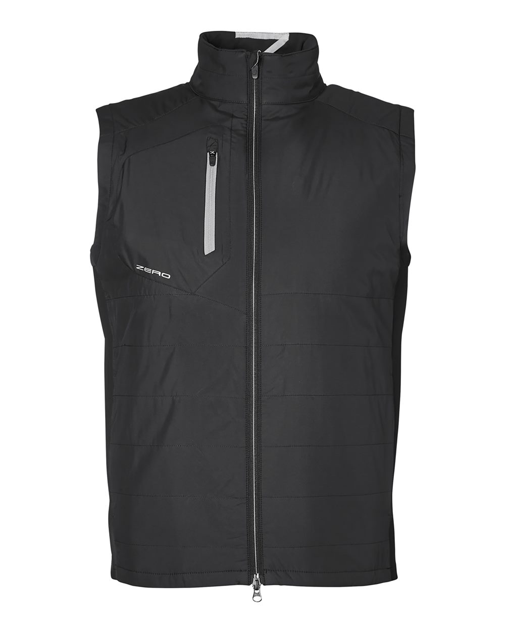 Front View of Black Lightweight Hybrid Vest - W1008