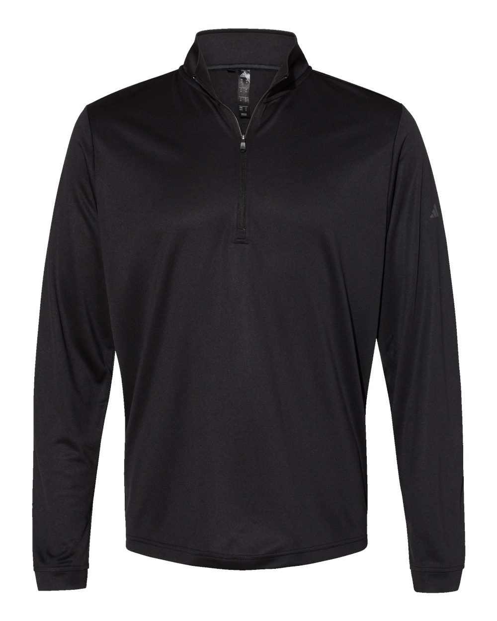Front View of Black Lightweight Quarter-Zip Pullover - A401