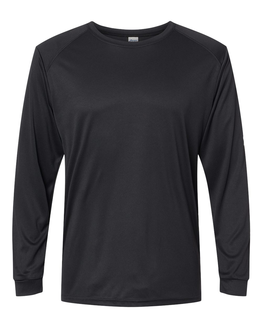 Front View of Black Long Islander Performance Long Sleeve T-Shirt - 210
