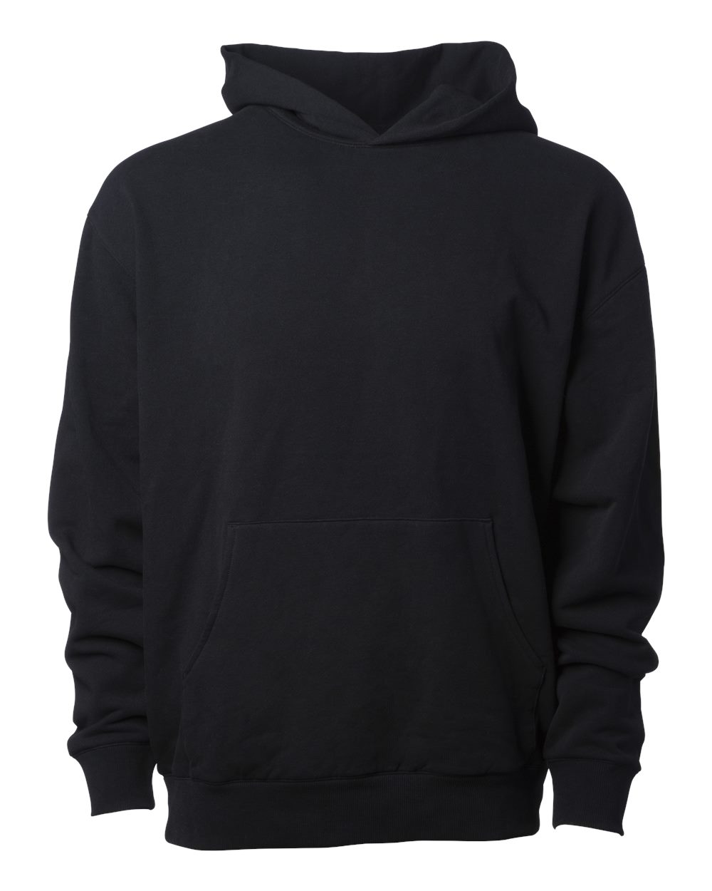 Front View of Black Lux Heavyweight Modal Hooded Sweatshirt - INDLUXHOOD