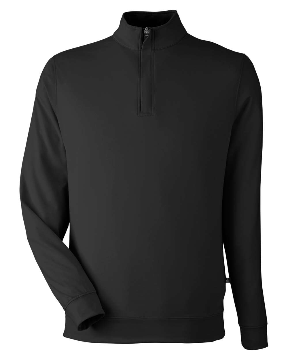 Front View of Black McKinnon Quarter-Zip Pullover - SWM500