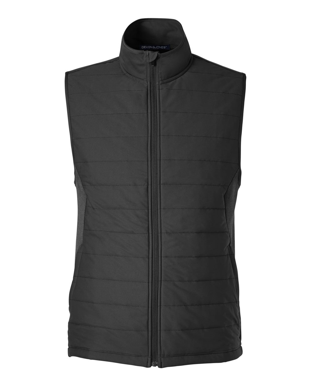 Front View of Black/ Melange Black Men's New Classics® Charleston Hybrid Vest - DG706