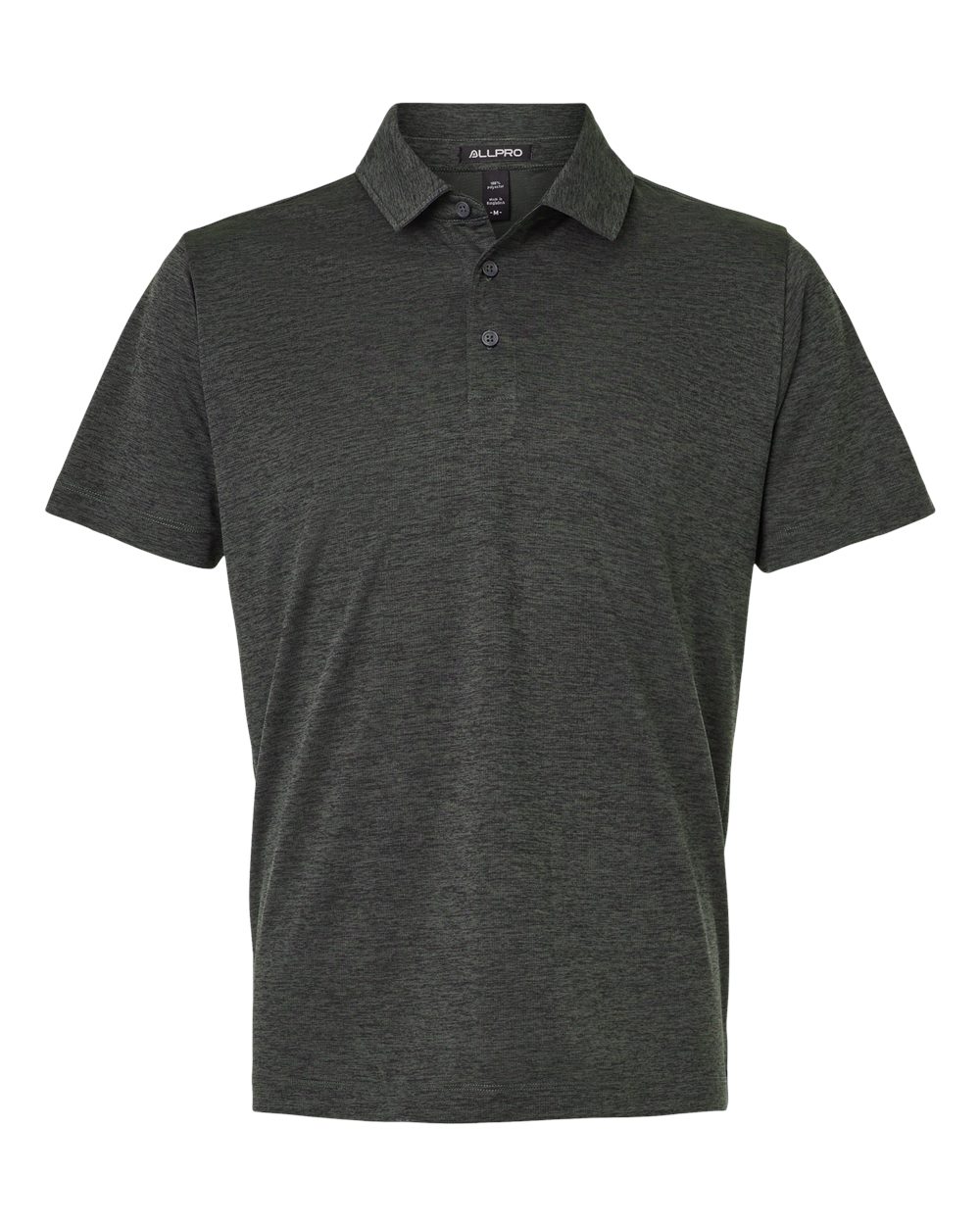 Front View of Black Melange Performance Mélange Polo - 4HM00