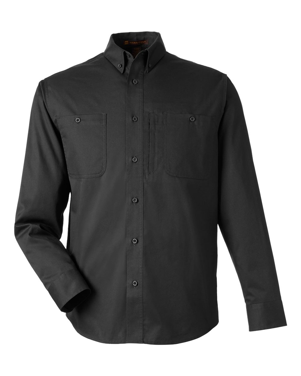 Front View of Black Men's Advantage IL Long Sleeve Workshirt - M585L