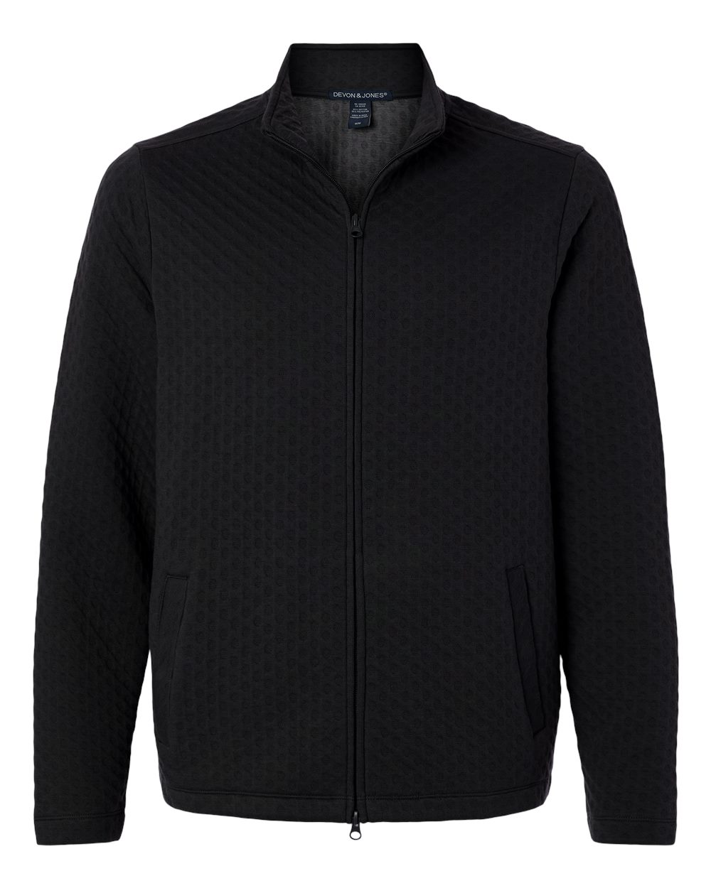 Front View of Black Men's Berkley Textured Full-Zip Jacket - DG740