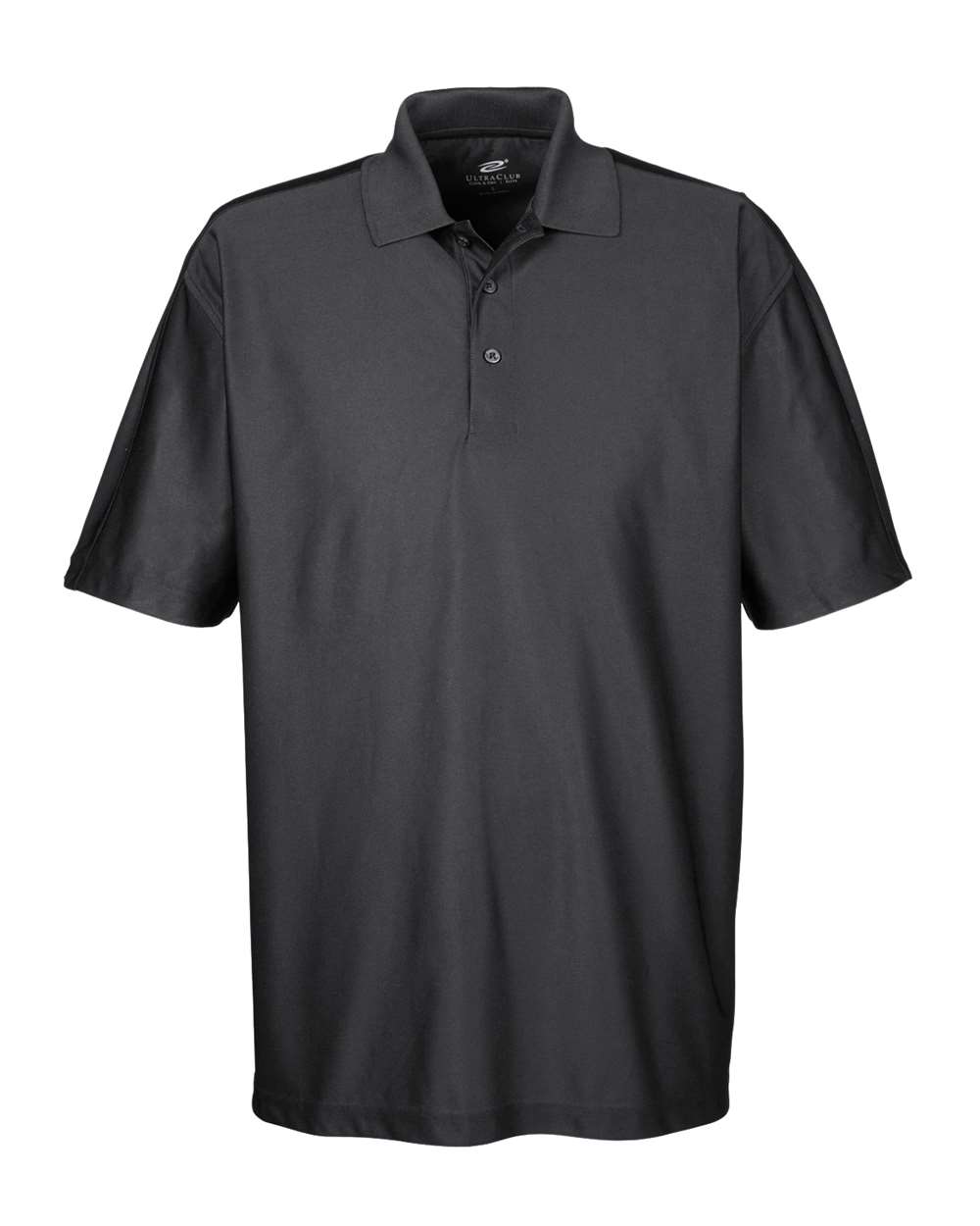 Front View of Black Men's Cool & Dry Elite Performance Polo - 8415