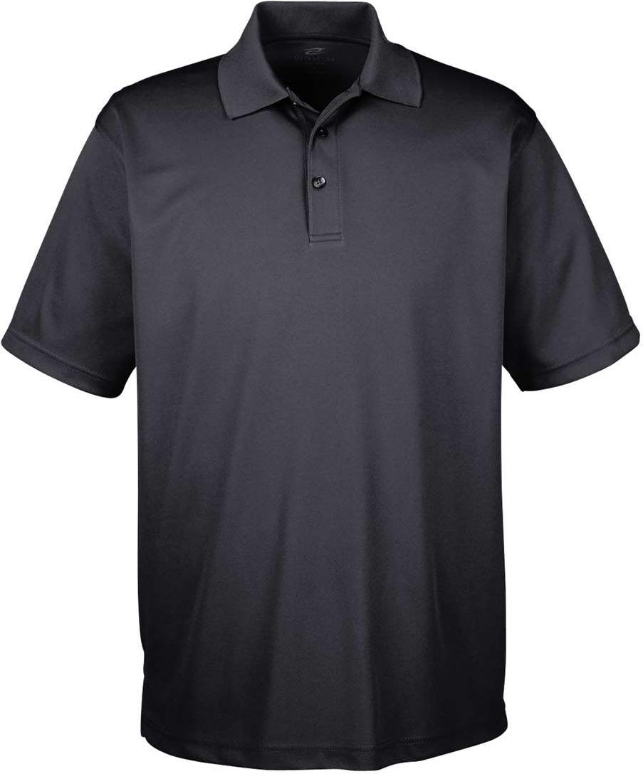 Front View of Black Men's Cool & Dry Mesh Piqué Polo - 8210