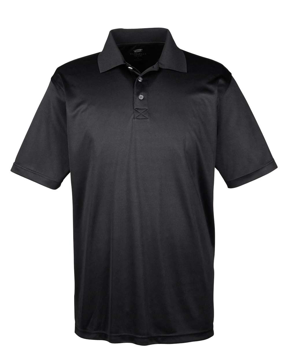 Front View of Black Men's Cool & Dry Sport Performance Interlock Polo - 8425