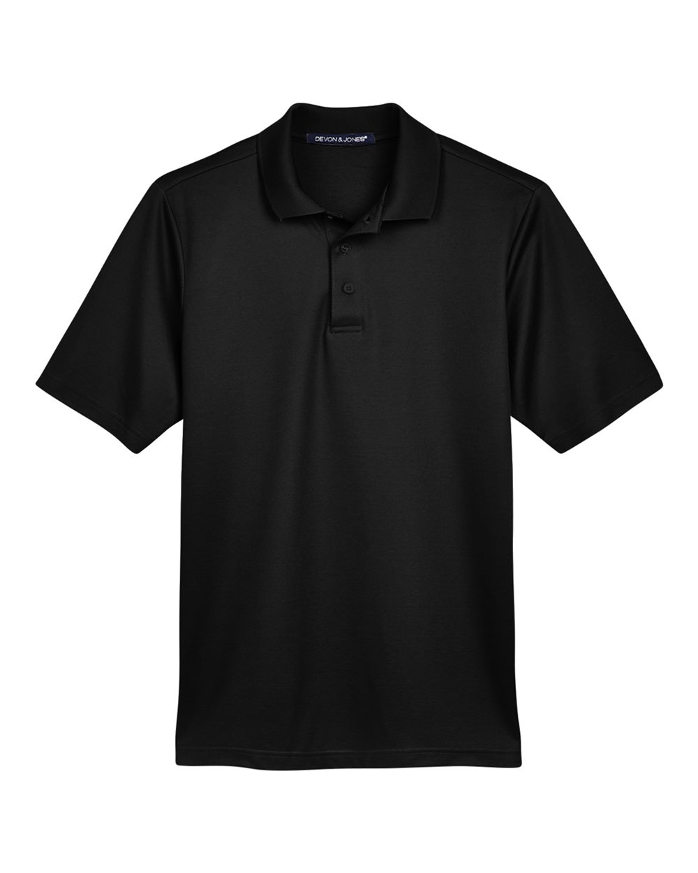 Front View of Black Men's CrownLux Performance® Plaited Polo - DG20