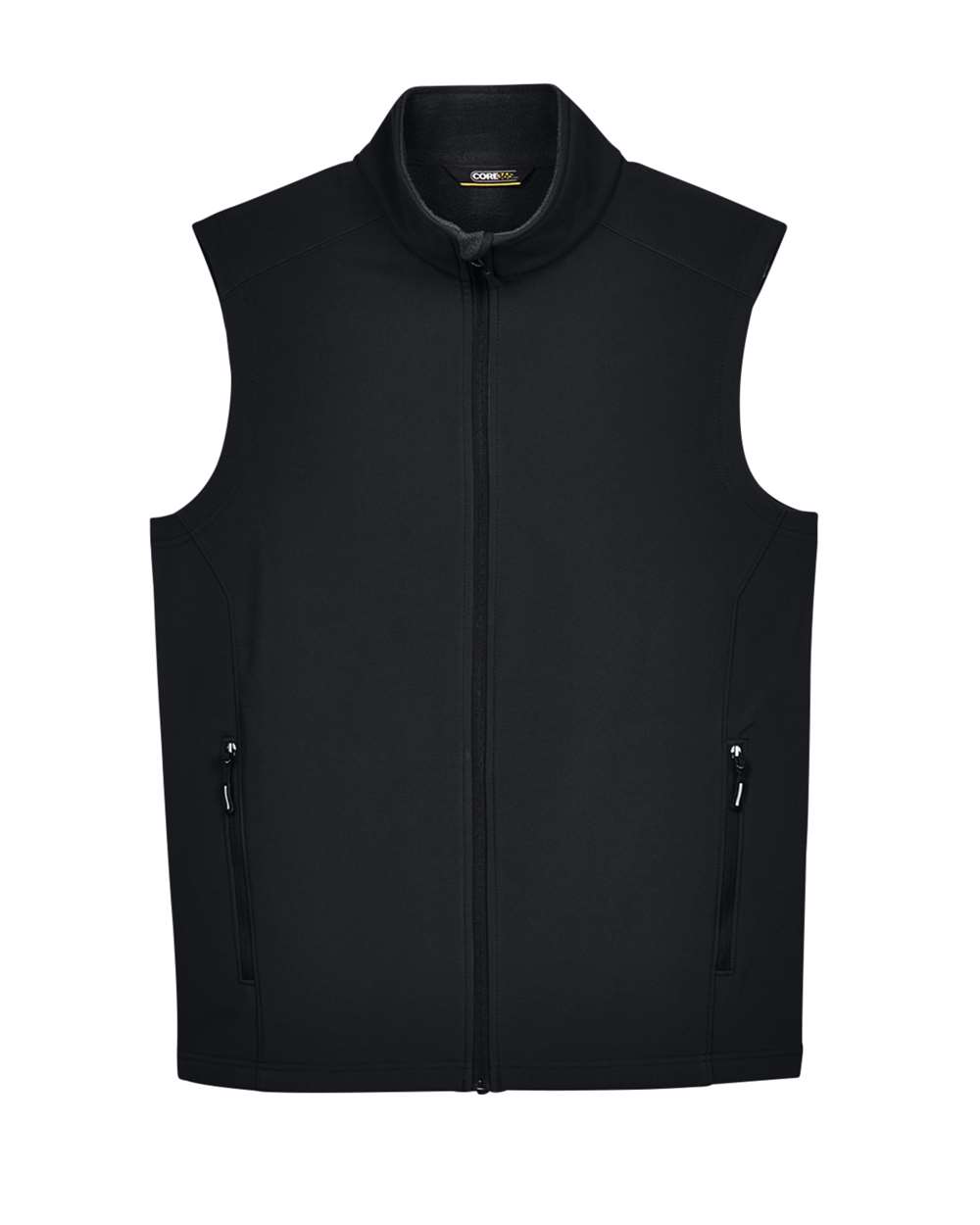 Front View of Black Men's Cruise Two-Layer Fleece Bonded Soft Shell Vest - CE701