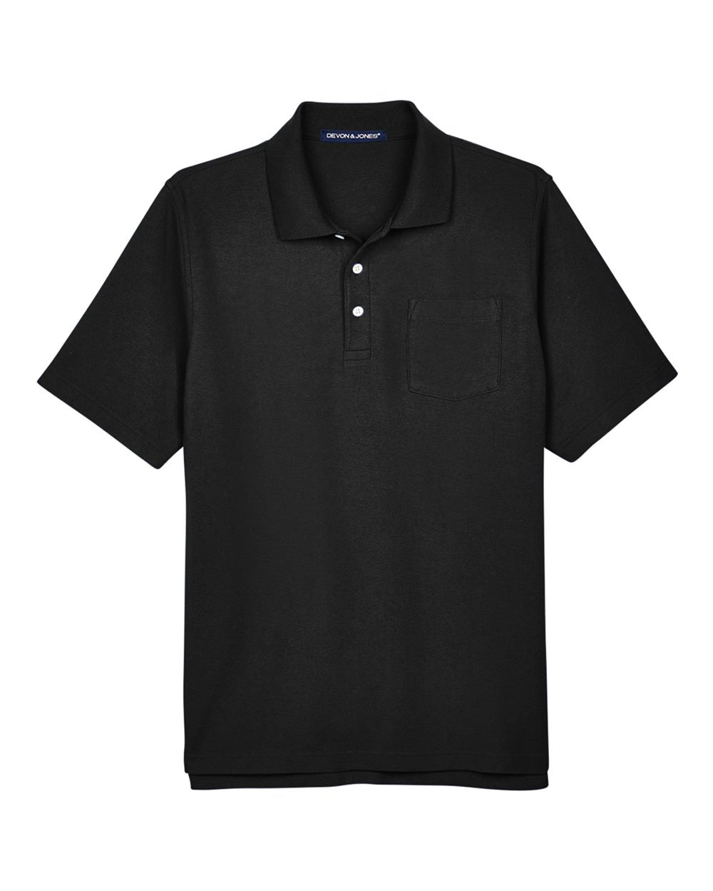 Front View of Black Men's DRYTEC20™ Performance Pocket Polo - DG150P