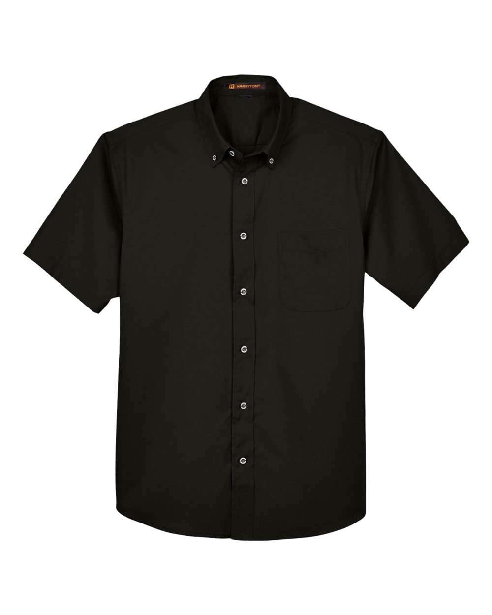 Front View of Black Men's Easy Blend™ Twill Dress Shirt with Stain-Release - M500S
