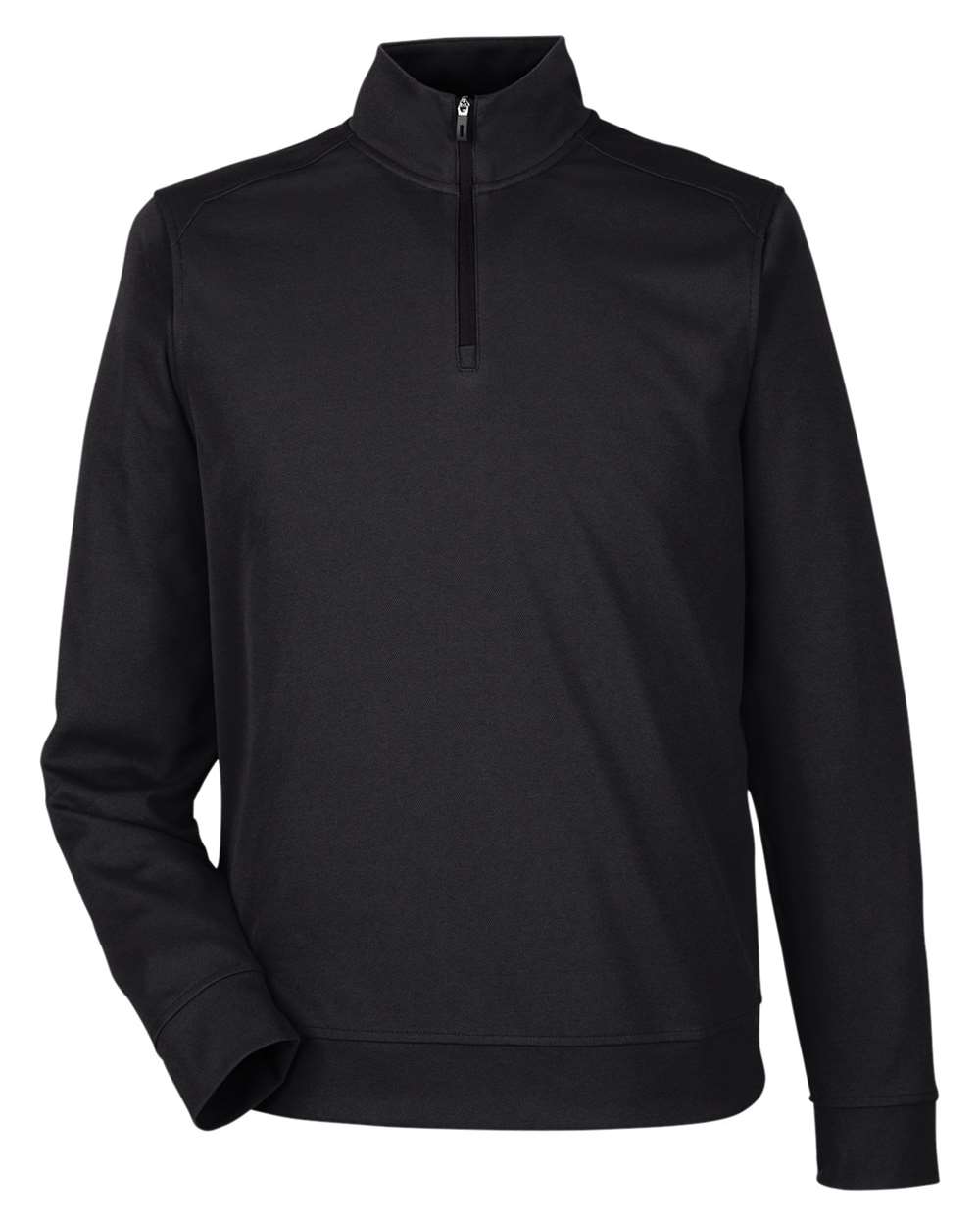 Front View of Black Men's Express Tech Performance Pique Quarter-Zip Pullover - NE412