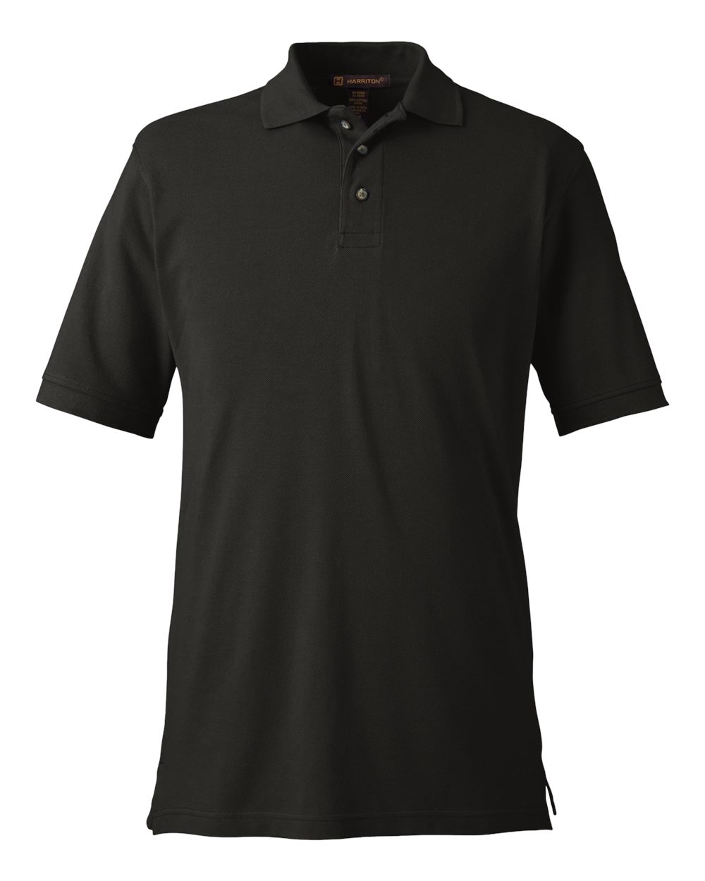 Front View of Black Men's Pique Polo - M200