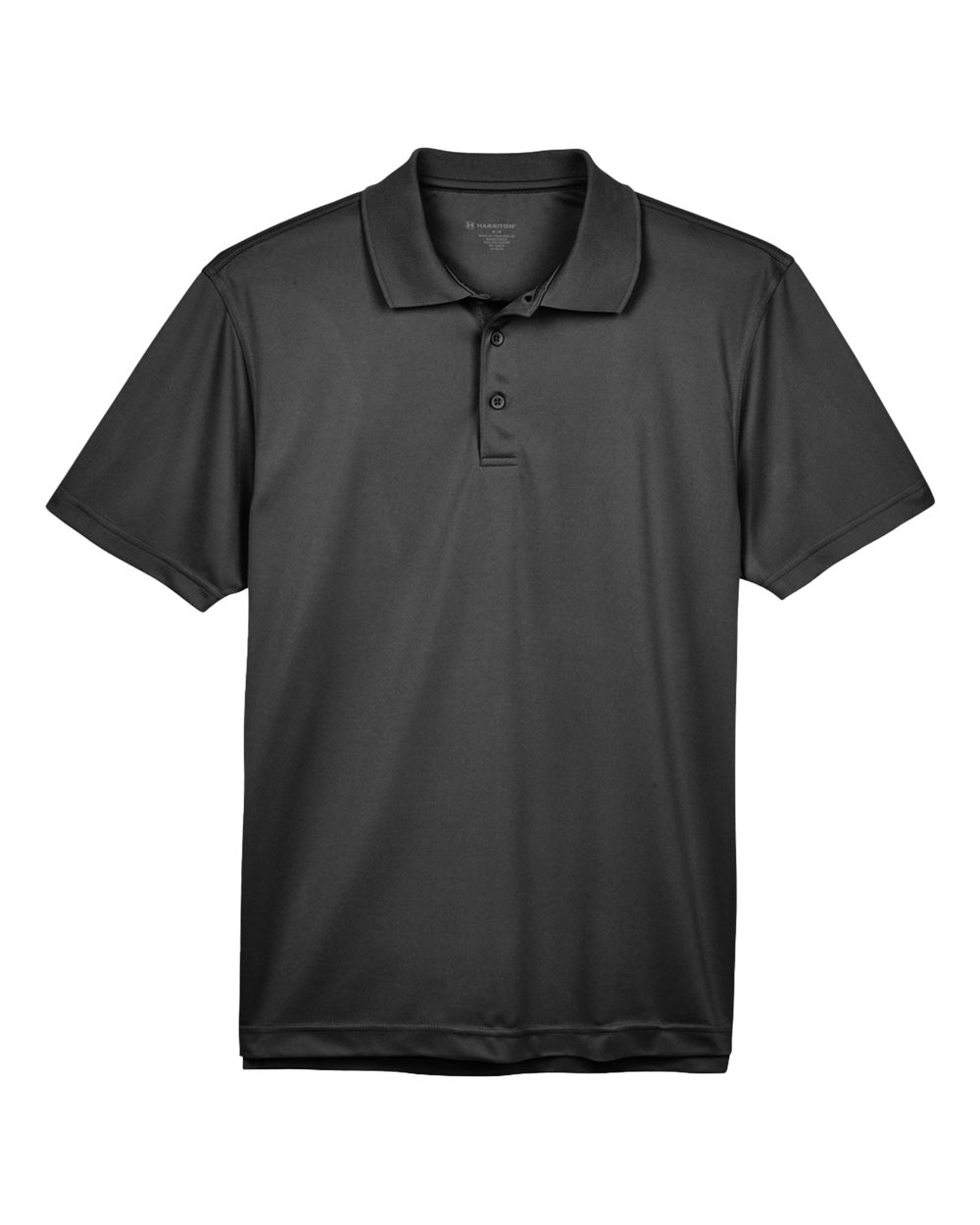 Front View of Black Men's Polyester Jersey Polo - M315