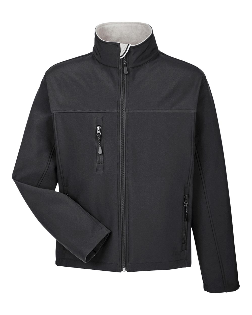 Front View of Black Men's Soft Shell Jacket - D995