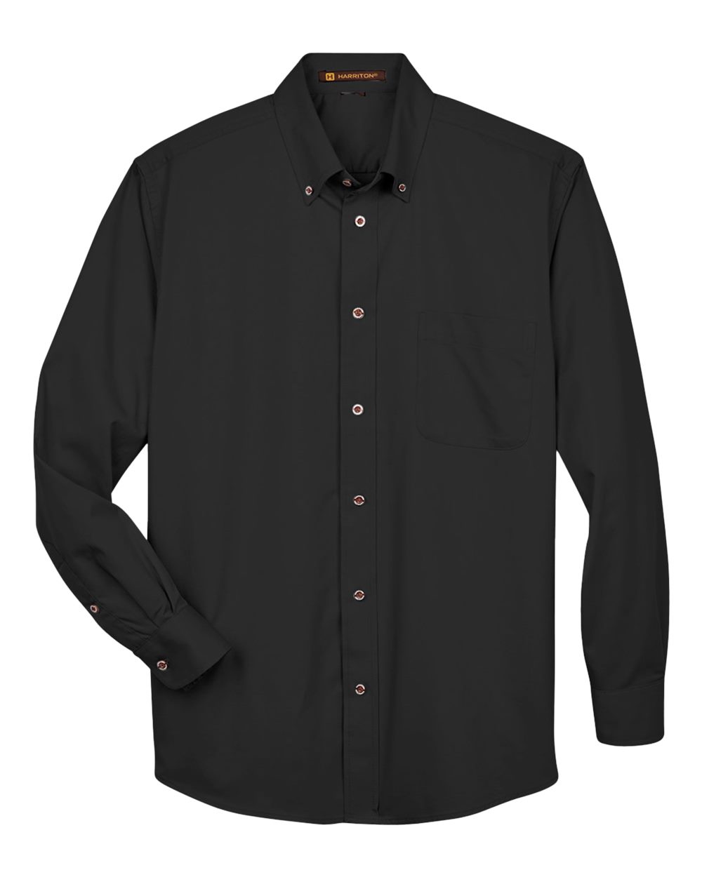 Front View of Black Men's Tall Easy Blend™ Long Sleeve Twill Dress Shirt - M500T