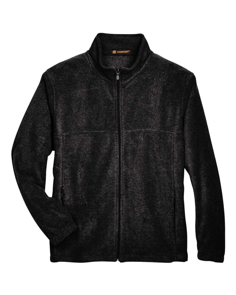 Front View of Black Men's Tall Full-Zip Fleece - M990T