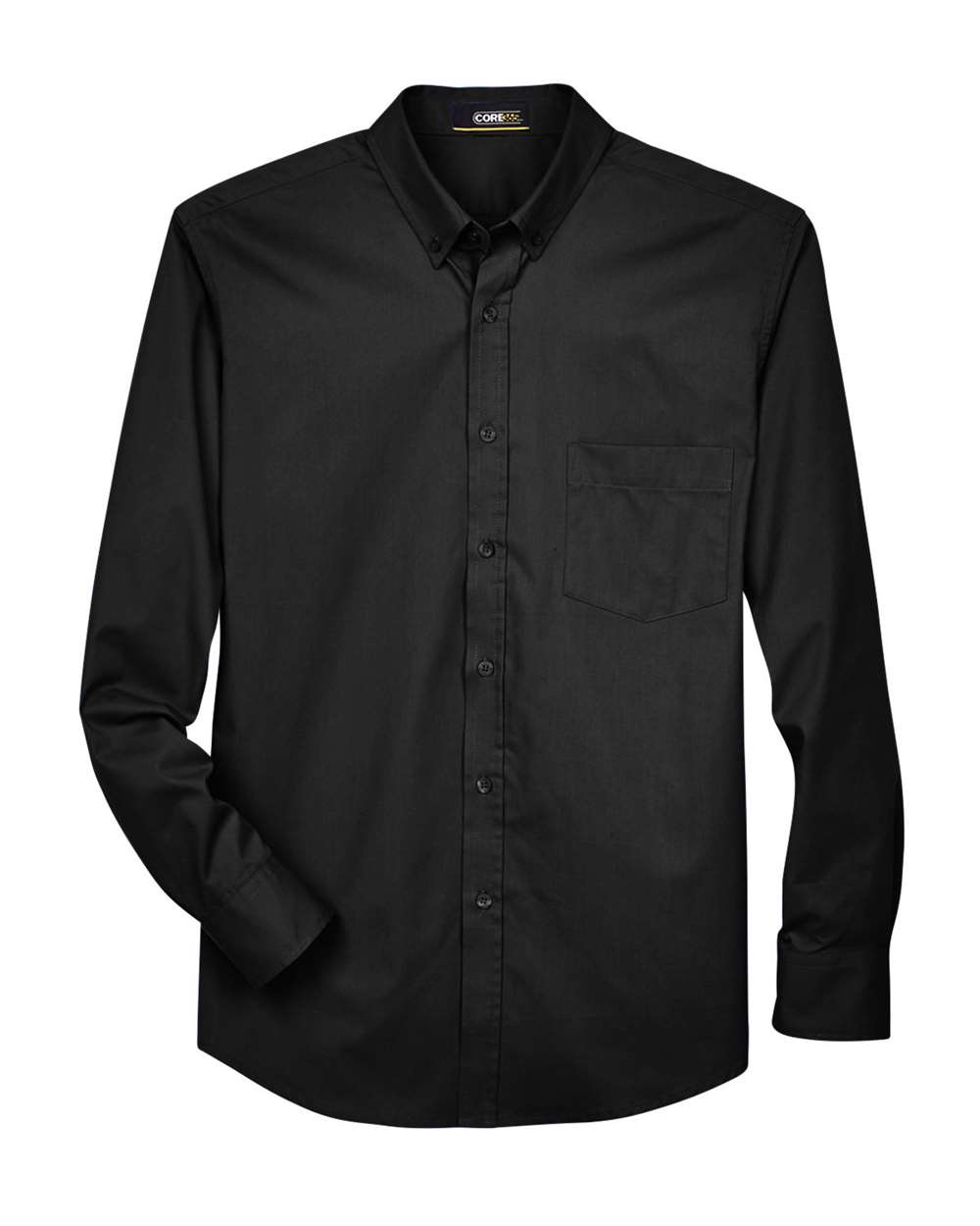 Front View of Black Men's Tall Operate Long Sleeve Twill Dress Shirt - 88193T