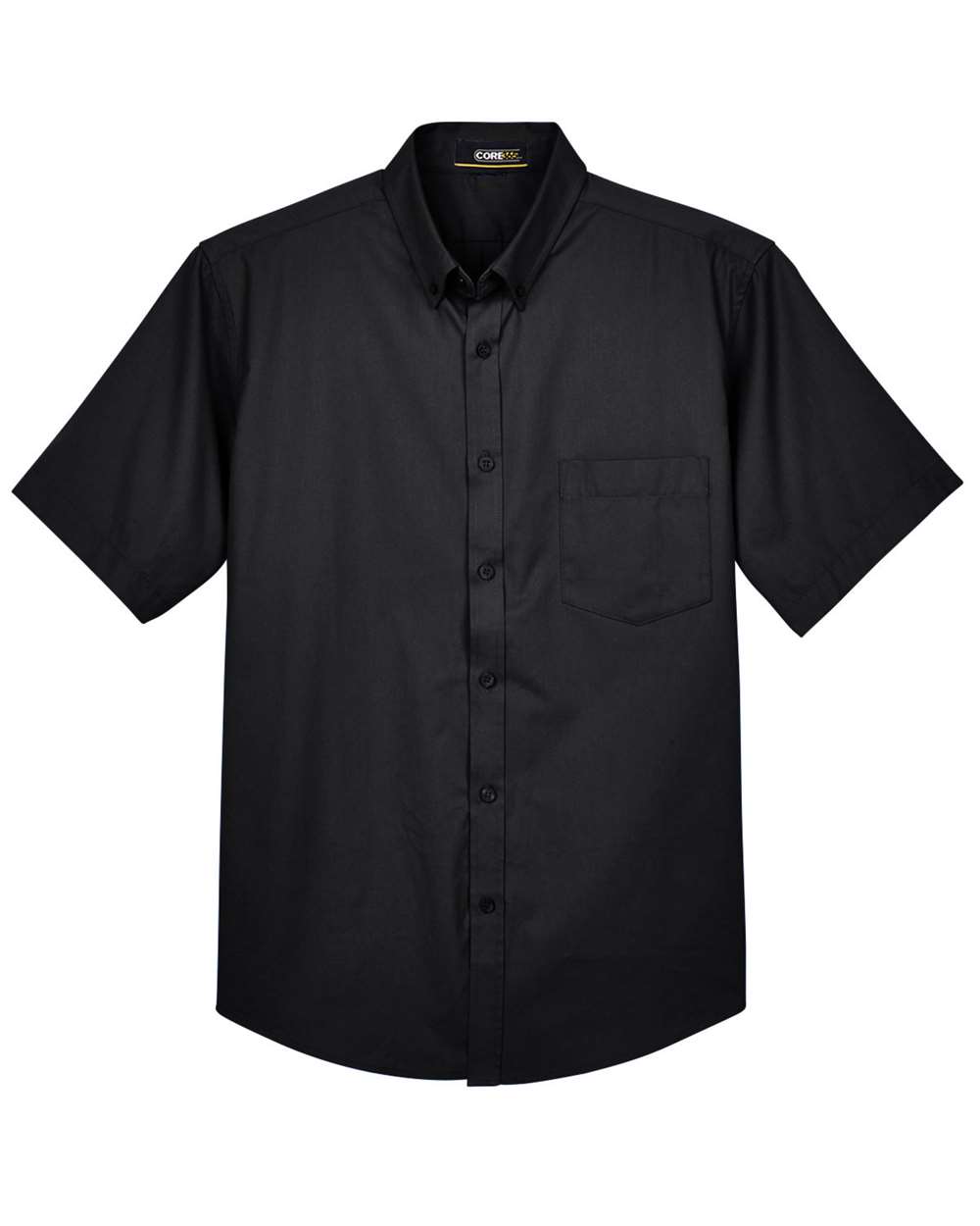 Front View of Black Men's Tall Optimum Short Sleeve Twill Dress Shirt - 88194T