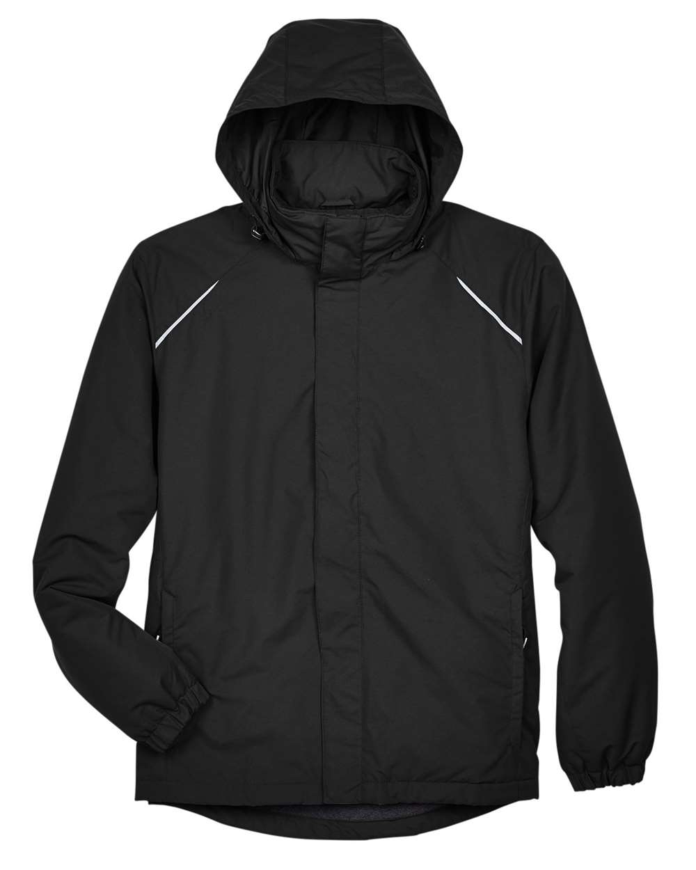 Front View of Black Men's Tall Profile Fleece-Lined All-Season Jacket - 88224T