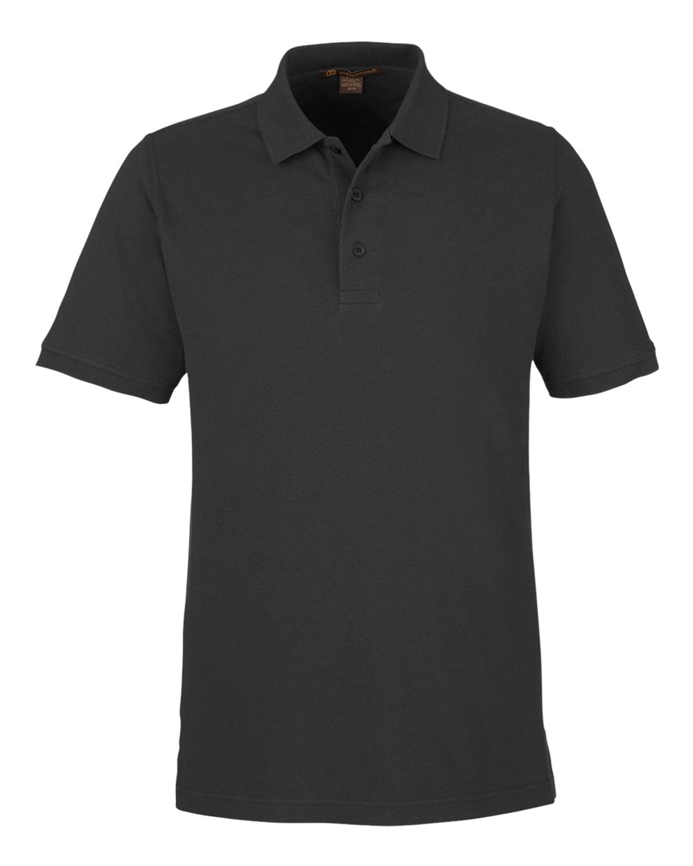 Front View of Black Men's Valiant Cotton Snag Protect Polo - M205