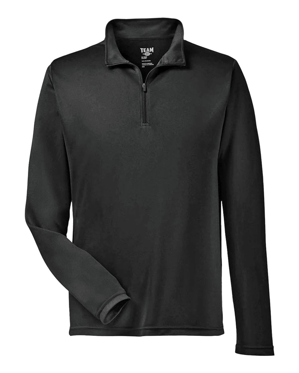 Front View of Black Men's Zone Performance Quarter-Zip Pullover - TT31