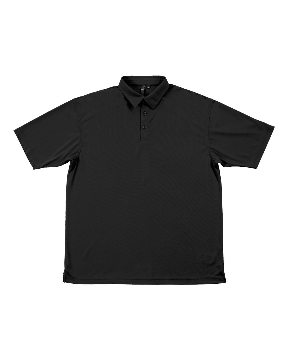 Front View of Black Micro Pique Polo - 0740