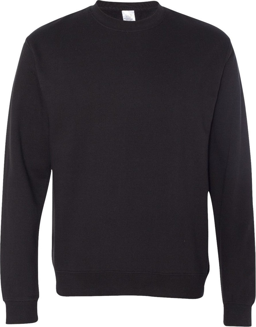 Front View of Black Midweight Crewneck Sweatshirt - SS3000