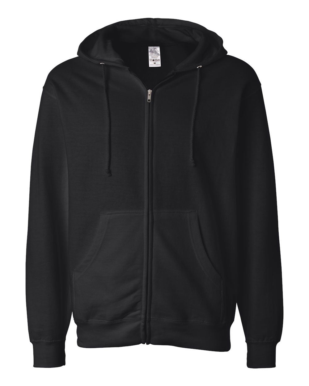 Front View of Black Midweight Full-Zip Hooded Sweatshirt - SS4500Z