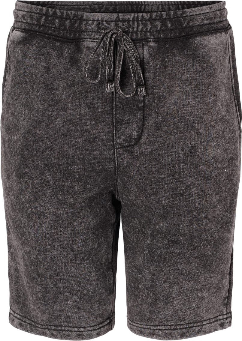 Front View of Black Mineral Wash Fleece Shorts - PRM50STMW