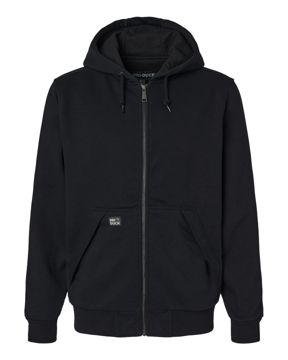 Front View of Black Mission Full-Zip Hooded Jacket - 7348