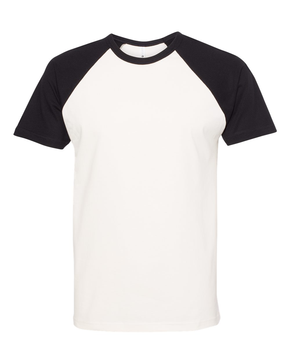 Front View of Black/ Natural Cotton Raglan T-Shirt - 3650