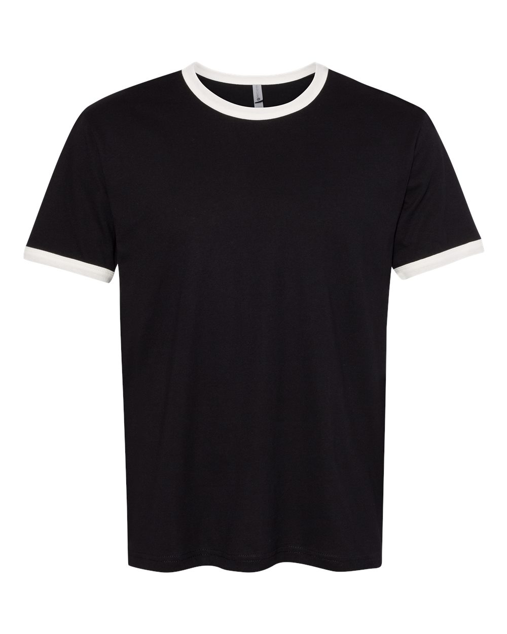 Front View of Black/ Natural Cotton Ringer T-Shirt - 3604