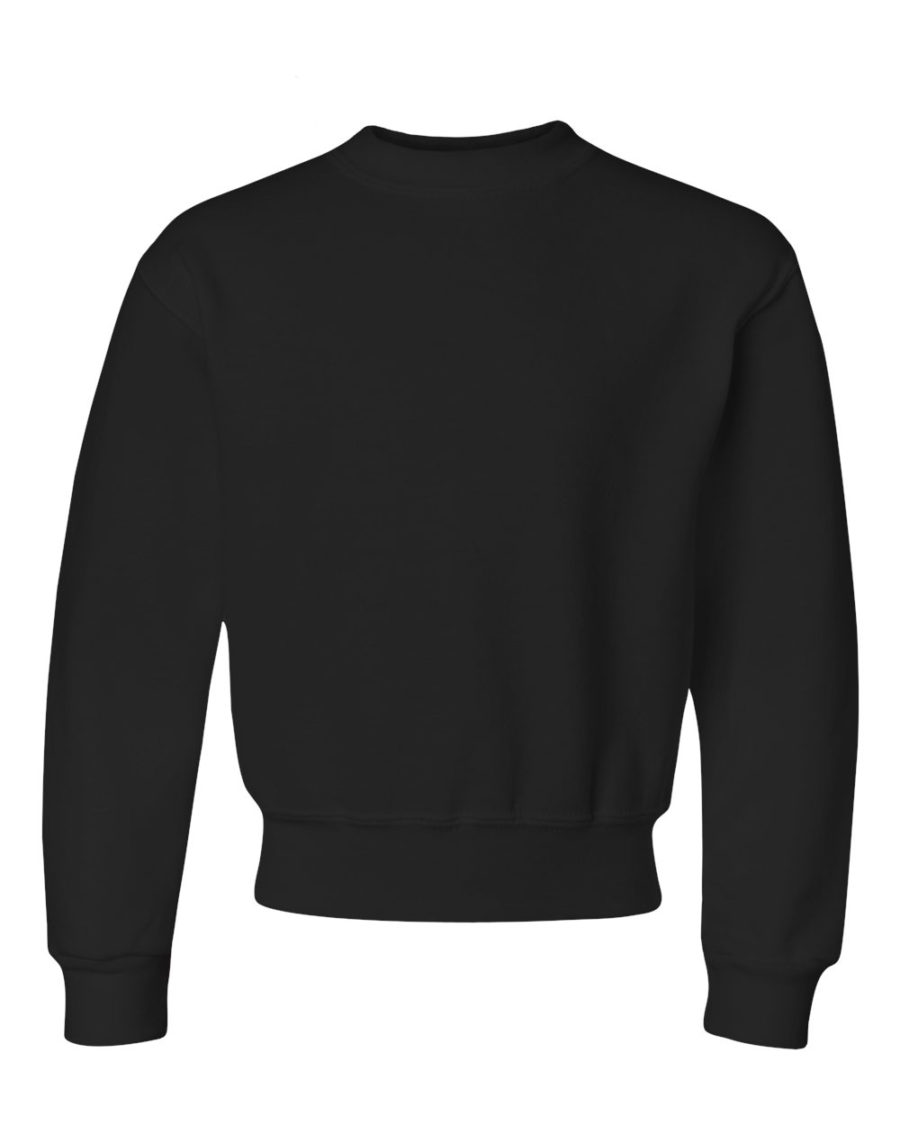 Front View of Black NuBlend® Youth Crewneck Sweatshirt - 562BR
