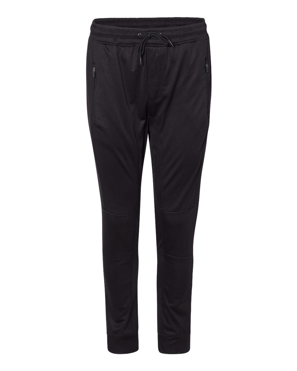 Front View of Black Performance Fleece Joggers - 8801