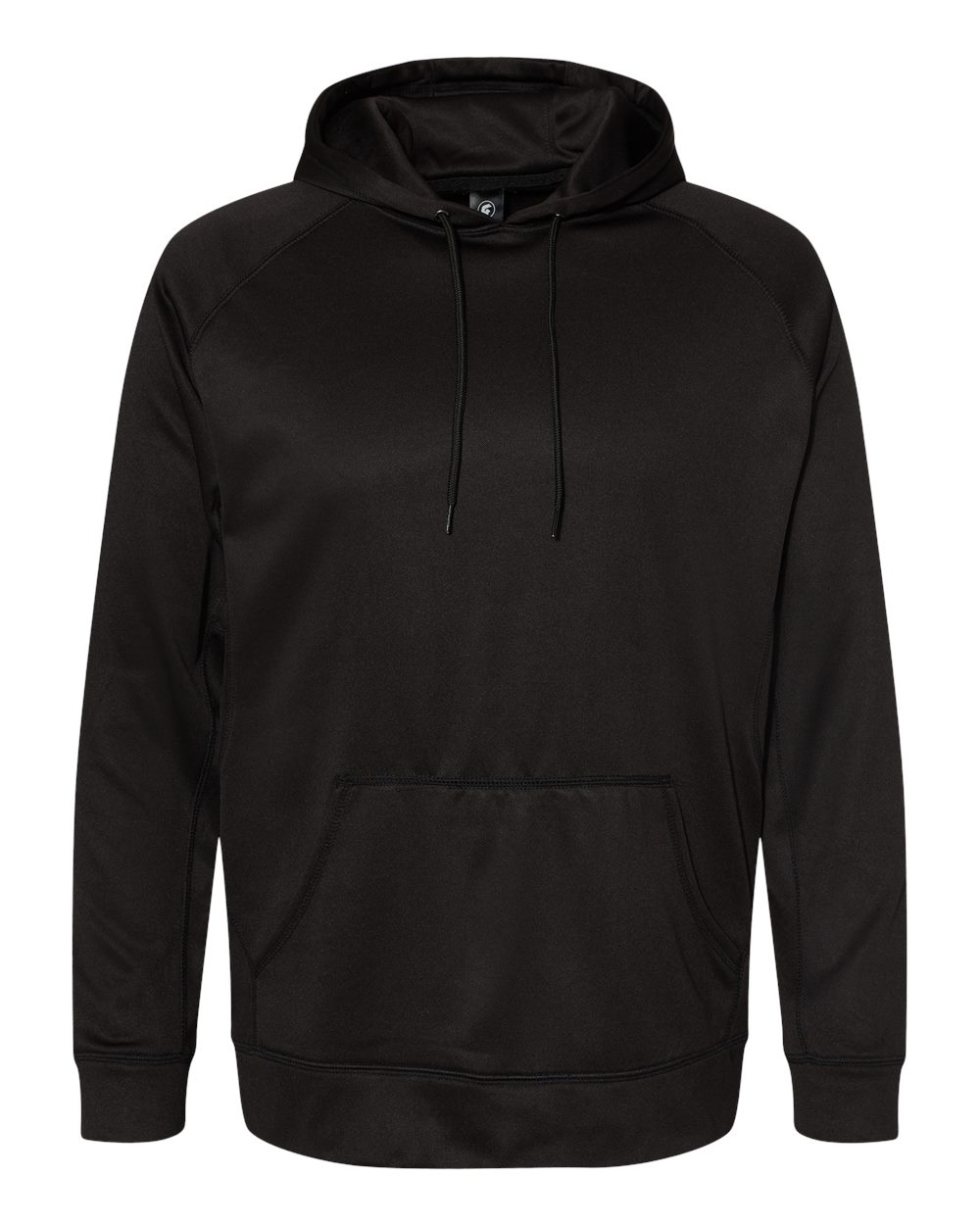 Front View of Black Performance Raglan Pullover Sweatshirt - 8670