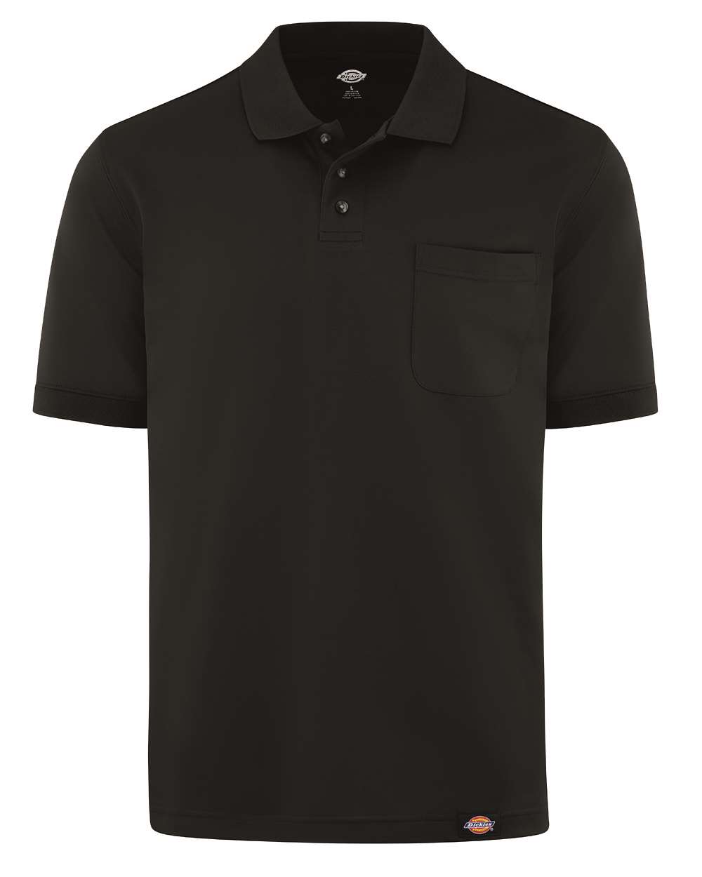 Front View of Black Performance Short Sleeve Work Shirt With Pocket - LS44