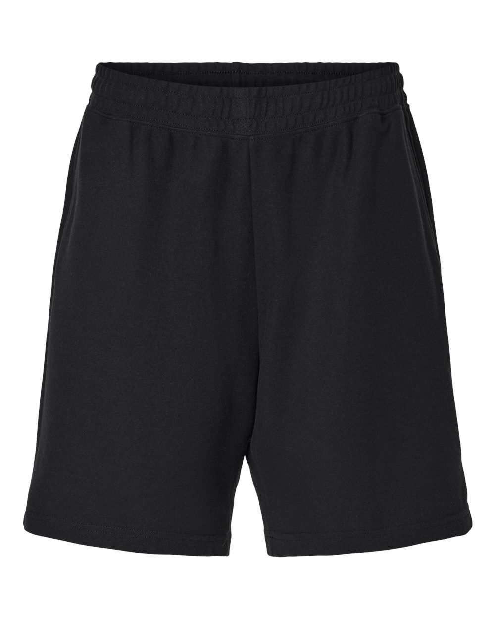 Front View of Black Pique Unisex Gym Shorts - 2PQ