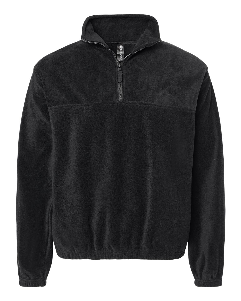 Front View of Black Polar Fleece Quarter-Zip Pullover - 3052