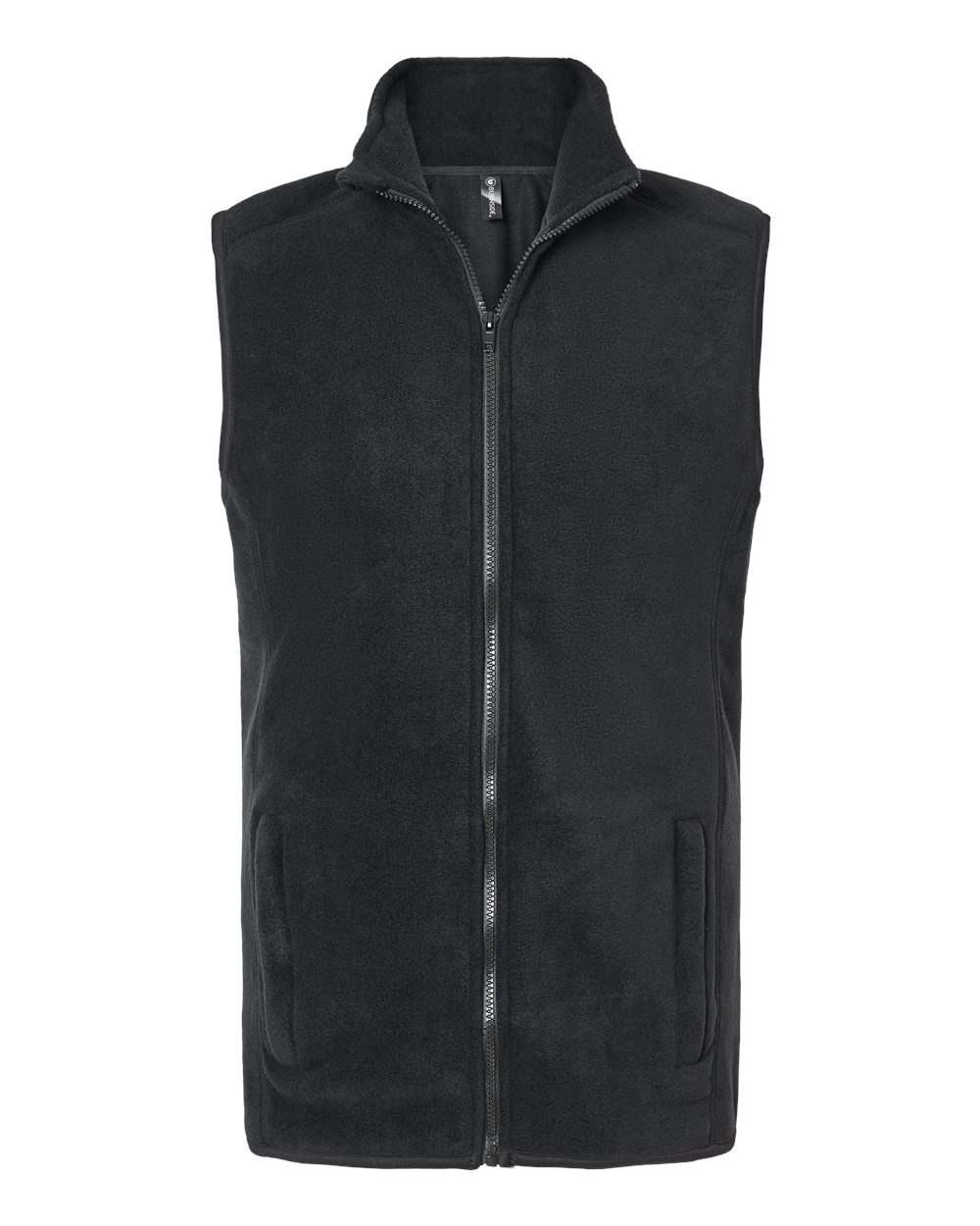 Front View of Black Polar Fleece Vest - 3012
