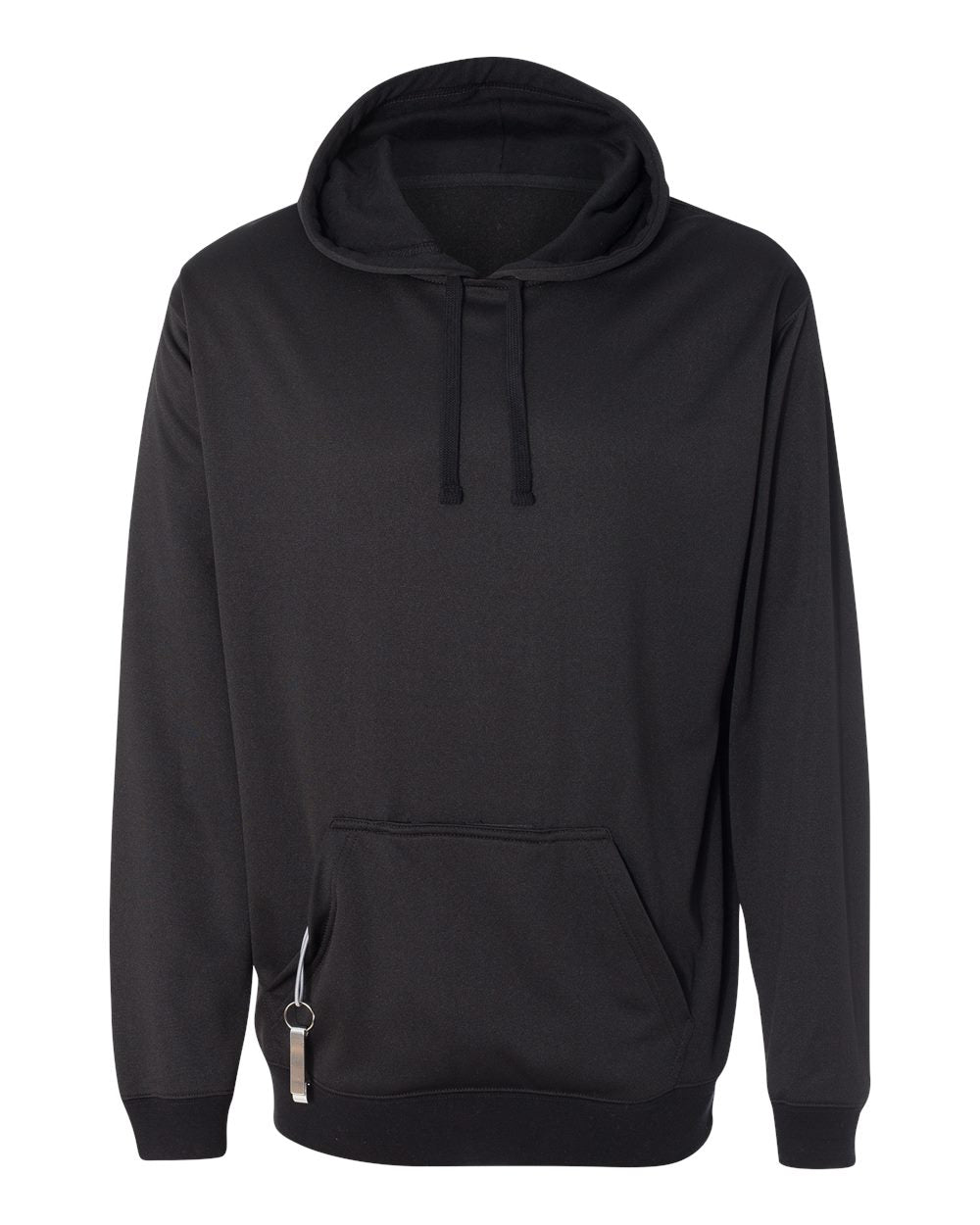 Front View of Black Polyester Tailgate Hooded Sweatshirt - 8615