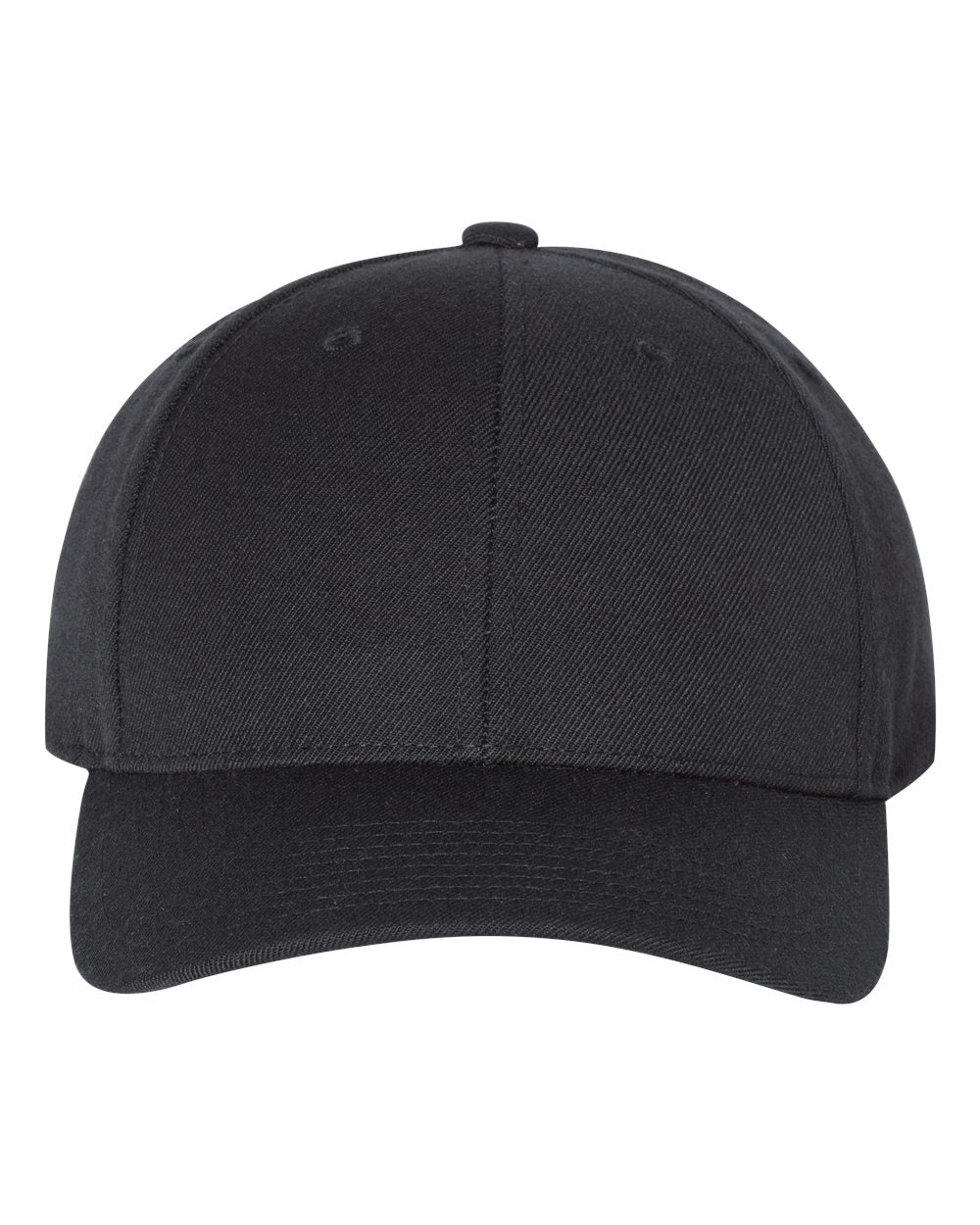 Front View of Black Premium Curved Bill Snapback Cap - 6789M